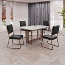 Ver imagem 1 de Conjunto Sala de Jantar Mesa 120x90cm Base Pérola Tampo MDF Laca com Vidro Napoli Marrom/Preto