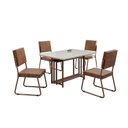 Ver imagem 2 de Conjunto Sala de Jantar Mesa 120x90cm Base Pérola Tampo MDF Laca com Vidro Napoli Marrom