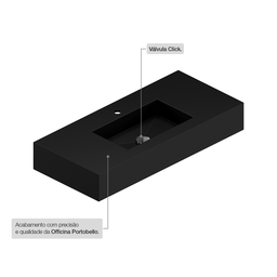 Bancada Cuba Esculpida de Porcelanato para Banheiro Alto Padrão Portobello 100x45x15cm Acetinado  - 3