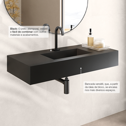 Bancada Cuba Esculpida de Porcelanato para Banheiro Alto Padrão Portobello 100x45x15cm Acetinado  - 2