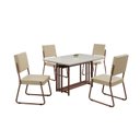 Ver imagem 2 de Conjunto Sala de Jantar Mesa 120x90cm Base Pérola Tampo MDF Laca com Vidro Napoli Marrom/Creme