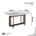 Ver imagem 3 de Conjunto Sala de Jantar Mesa 120x90cm Base Pérola Tampo MDF Laca com Vidro Napoli Marrom/Creme