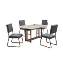 Ver imagem 2 de Conjunto Sala de Jantar Mesa 120x90cm Base Pérola Tampo MDF Laca com Vidro Napoli Marrom/Grafite