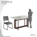 Ver imagem 5 de Conjunto Sala de Jantar Mesa 120x90cm Base Pérola Tampo MDF Laca com Vidro Napoli Marrom/Grafite