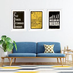 Kit 3 Quadros Grandes Duas Personalidades 60x48cm:moldura Preta - 2