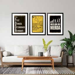 Kit 3 Quadros Grandes Duas Personalidades 60x48cm:moldura Preta - 1