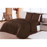 Kit Edredom Queen Aconchego Dupla Face C/ Lençol 6pçs Marrom - 1