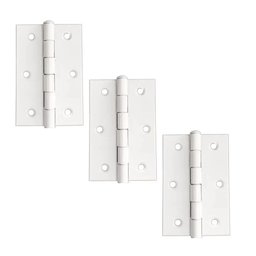 Dobradiça 3 1/2 X 2 5/16" Ferro Pino Reversível Leve Branco Cartela com 3 Unidades Isero - 1
