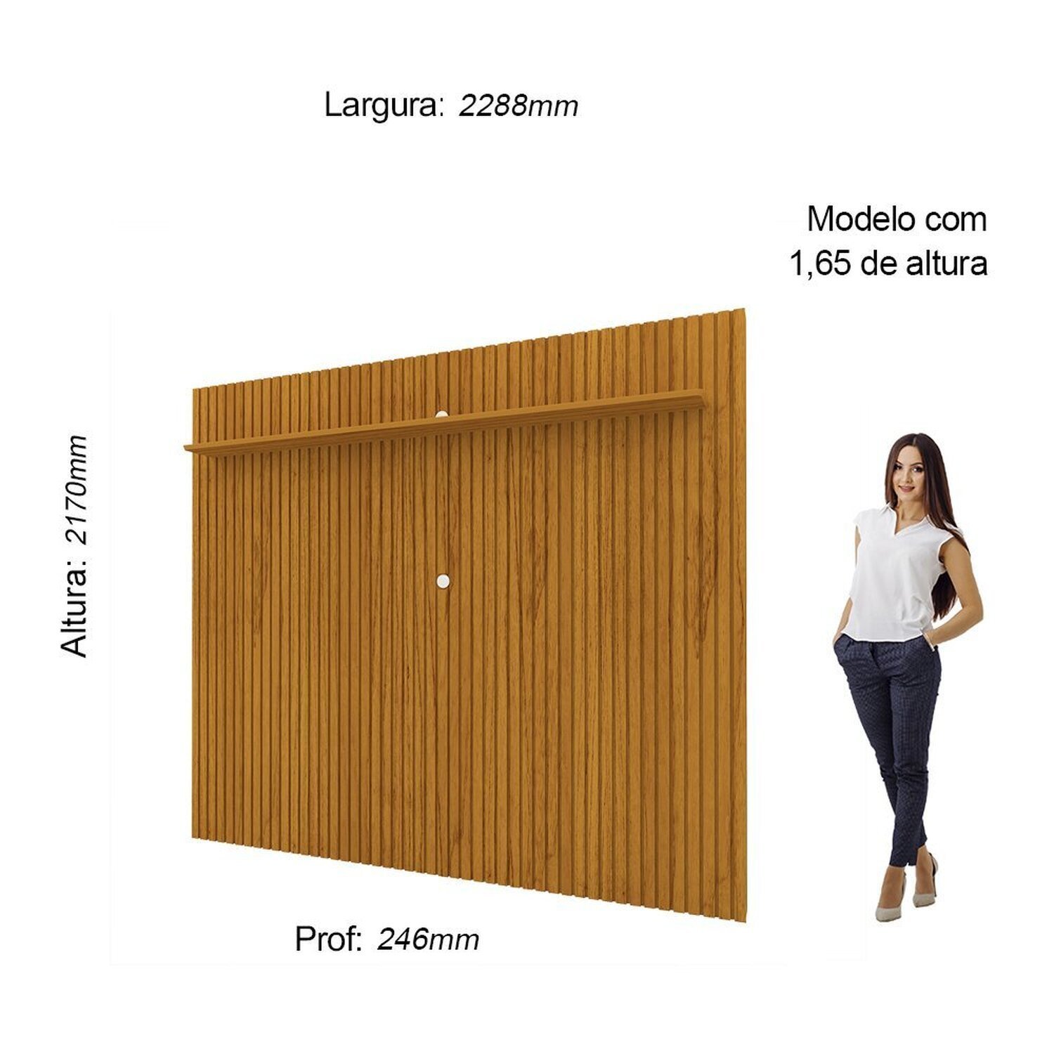 Painel Ripado para Tv até 85 Polegadas 1 Prateleira Nobre Clean - 5