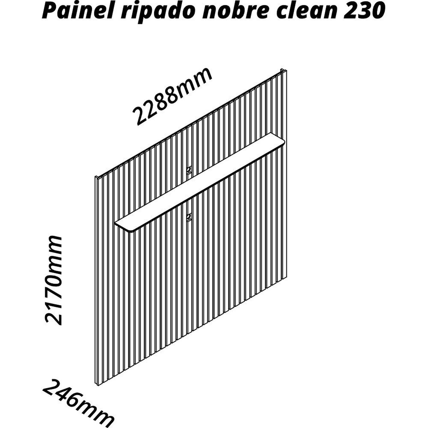 Painel Ripado para Tv até 85 Polegadas 1 Prateleira Nobre Clean - 4