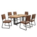 Ver imagem 2 de Conjunto Sala de Jantar Mesa 160x90cm Base Pérola Tampo MDF Napoli Preto/Marrom/Cinamomo
