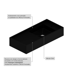 Bancada Cuba Esculpida de Porcelanato para Banheiro Alto Padrão Portobello 100x45x15cm Acetinado  - 6