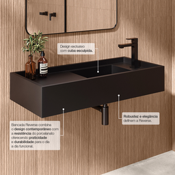 Bancada Cuba Esculpida de Porcelanato para Banheiro Alto Padrão Portobello 100x45x15cm Acetinado  - 5