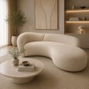Ver imagem 1 de Sofá Zah 240 cm 4 Lugares Luxo Orgânico Curvo Bouclé Premium:Bouclé Bege