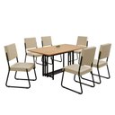 Ver imagem 2 de Conjunto Sala de Jantar Mesa 160x90cm Base Pérola Tampo MDF Napoli Preto/Creme/Cinamomo
