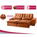 Ver imagem 5 de Sofá 4 Lugares Retrátil e Reclinável Bruna 2.50m Veludo Terracota