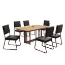 Ver imagem 2 de Conjunto Sala de Jantar Mesa 160x90cm Base Pérola Tampo MDF Napoli Marrom/Preto/Cinamomo