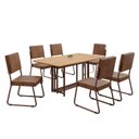 Ver imagem 2 de Conjunto Sala de Jantar Mesa 160x90cm Base Pérola Tampo MDF Napoli Marrom/Cinamomo
