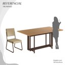 Ver imagem 5 de Conjunto Sala de Jantar Mesa 160x90cm Base Pérola Tampo MDF Napoli Marrom/Creme/Cinamomo