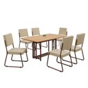 Ver imagem 2 de Conjunto Sala de Jantar Mesa 160x90cm Base Pérola Tampo MDF Napoli Marrom/Creme/Cinamomo