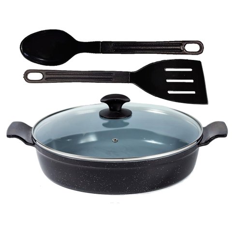 Frigideira Preto Liso Antiaderente Cerâmica Talher 02 AA30cm