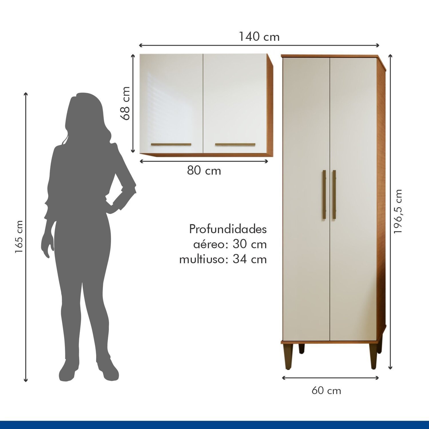 Lavanderia Modulada 1 Armário Multiuso e Armário Aéreo São Gonçalo - 7