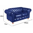 Ver imagem 5 de Kit Sofá Luis XV Chesterfield Namoradeira 2 Lugares + Puff - Couríssimo Azul