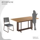 Ver imagem 5 de Conjunto Sala de Jantar Mesa 160x90cm Base Pérola Tampo MDF Napoli Marrom/Grafite/Cinamomo