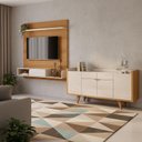 Ver mais imagens de Painel para Tv Suspenso Evo com Buffet Melodia Cinamomo Off White – Hb Móveis
