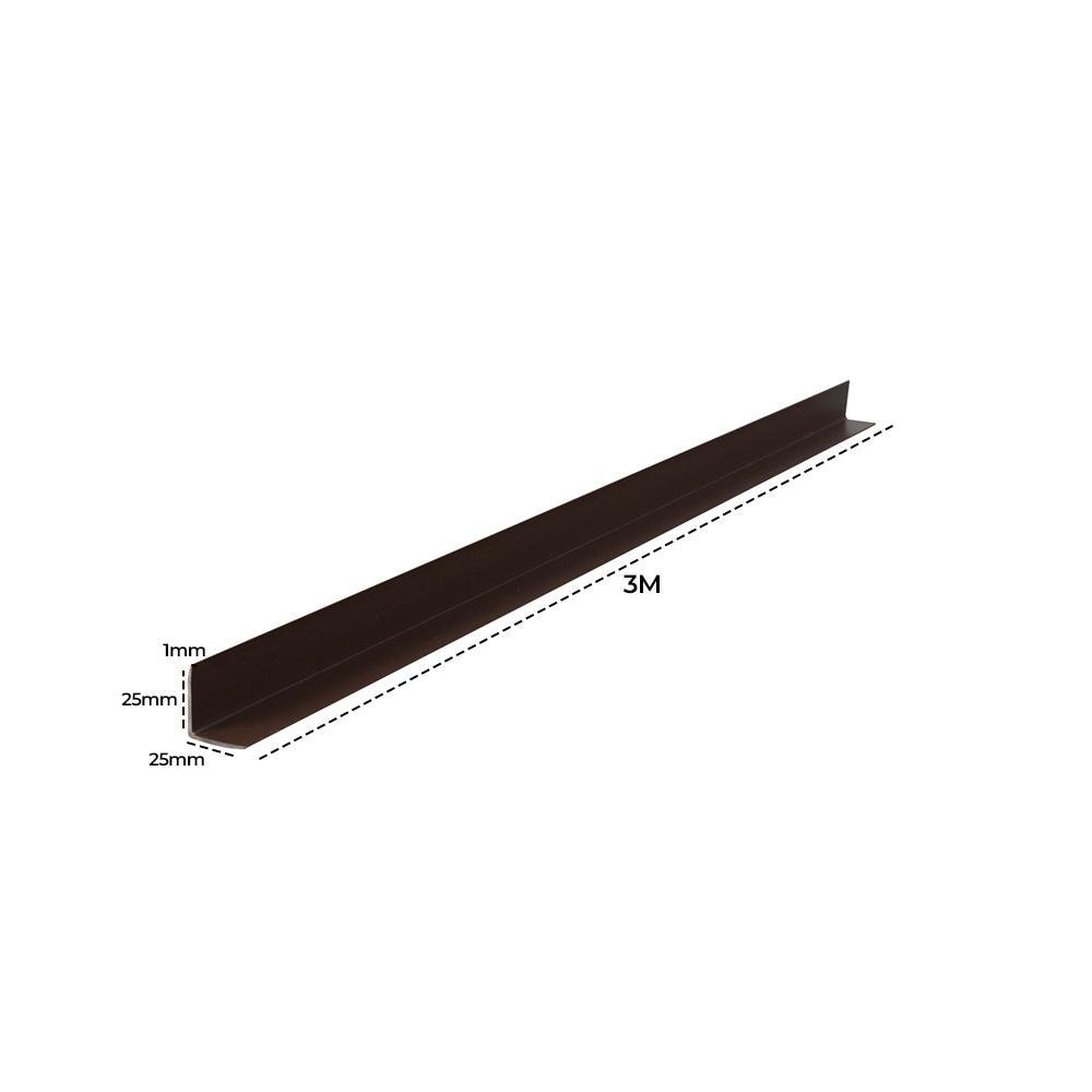 Cantoneira L PVC Protetor de Canto 25x25mm Barra 300cm 15 UN AZN - Marrom - 5