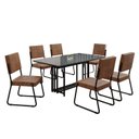 Ver imagem 2 de Conjunto Sala de Jantar Mesa 160x90cm Base Pérola Tampo MDF Laca com Vidro Napoli Preto/Marrom/Grafite