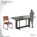 Ver imagem 5 de Conjunto Sala de Jantar Mesa 160x90cm Base Pérola Tampo MDF Laca com Vidro Napoli Preto/Marrom/Grafite