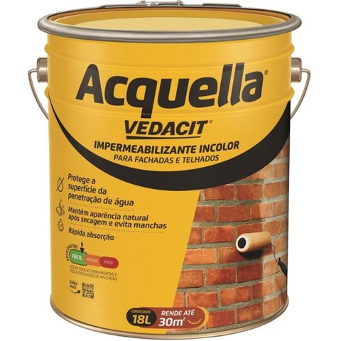 Impermeabilizante Acquella Incolor Balde de 18 Litros - 112308 - VEDACIT