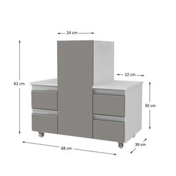 Gabinete Banheiro Coluna para Encaixe Branco / Cinza - 3