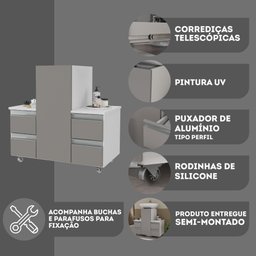 Gabinete Banheiro Coluna para Encaixe Branco / Cinza - 4