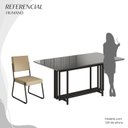 Ver imagem 5 de Conjunto Sala de Jantar Mesa 160x90cm Base Pérola Tampo MDF Laca com Vidro Napoli Preto/Creme/Grafite