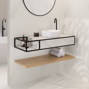 Bancada de Porcelanato para Banheiro Alto Padrão Portobello 100x42x16cm 