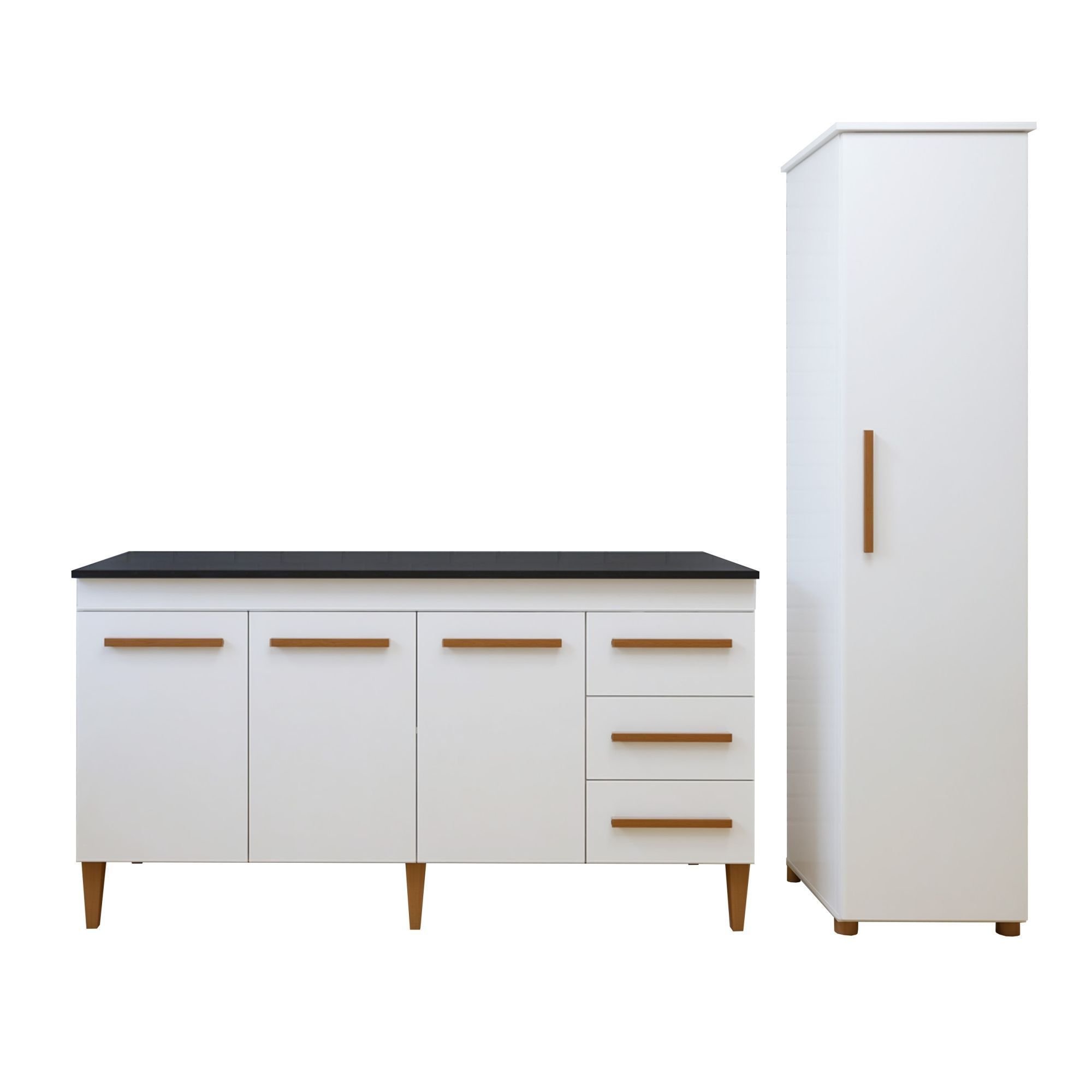 Lavanderia Modulada 1 Armário Multiuso e Balcão Osasco Branco