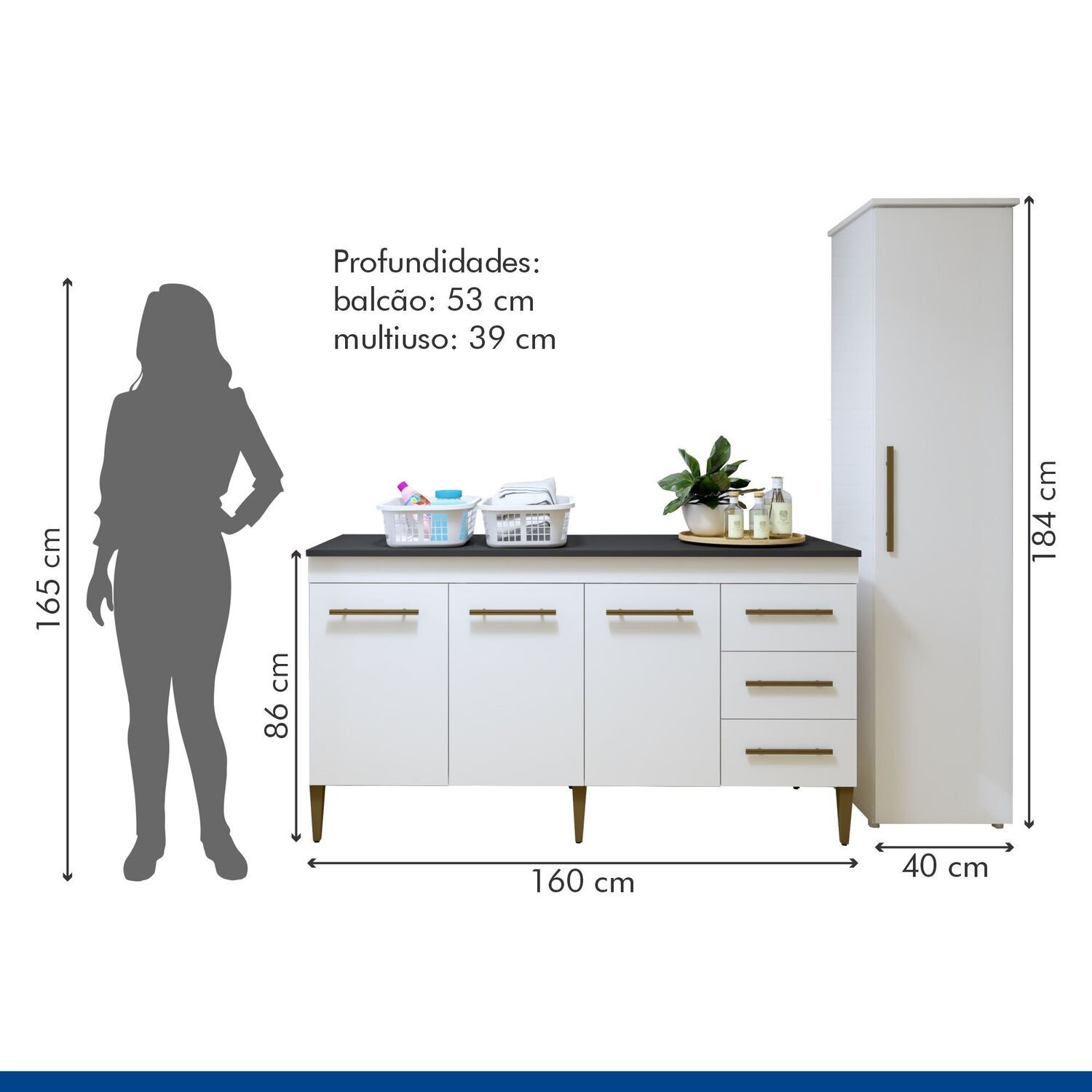 Lavanderia Modulada 1 Armário Multiuso e Balcão Osasco - 3