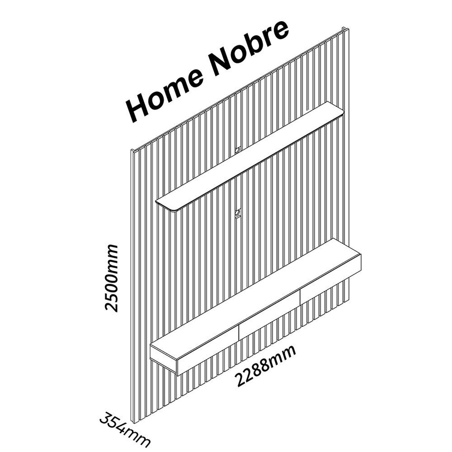 Home para Tv até 85 Polegadas Ripado Nobre 230cm - 4