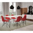 Ver imagem 1 de Conjunto De Mesa Clips De Ferro Preto Tampo Branco 135X75 6 Cadeiras Preta Assento Vermelho