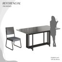 Ver imagem 5 de Conjunto Sala de Jantar Mesa 160x90cm Base Pérola Tampo MDF Laca com Vidro Napoli Preto/Grafite