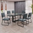 Ver imagem 1 de Conjunto Sala de Jantar Mesa 160x90cm Base Pérola Tampo Mdf Laca com Vidro Napoli