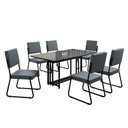 Ver imagem 2 de Conjunto Sala de Jantar Mesa 160x90cm Base Pérola Tampo Mdf Laca com Vidro Napoli