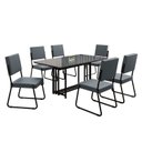 Ver imagem 2 de Conjunto Sala de Jantar Mesa 160x90cm Base Pérola Tampo MDF Laca com Vidro Napoli Preto/Grafite
