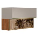 Ver imagem 1 de Armário Aéreo Cozinha 120 Cm Proença 2 Portas 100% Mdf com Vidro Nogueira/nude - Demóbile