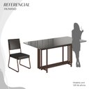Ver imagem 5 de Conjunto Sala de Jantar Mesa 160x90cm Base Pérola Tampo MDF Laca com Vidro Napoli Marrom/Preto/Grafite