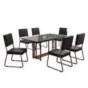 Ver imagem 2 de Conjunto Sala de Jantar Mesa 160x90cm Base Pérola Tampo MDF Laca com Vidro Napoli Marrom/Preto/Grafite