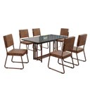 Ver imagem 2 de Conjunto Sala de Jantar Mesa 160x90cm Base Pérola Tampo MDF Laca com Vidro Napoli Marrom/Grafite