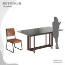 Ver imagem 5 de Conjunto Sala de Jantar Mesa 160x90cm Base Pérola Tampo MDF Laca com Vidro Napoli Marrom/Grafite